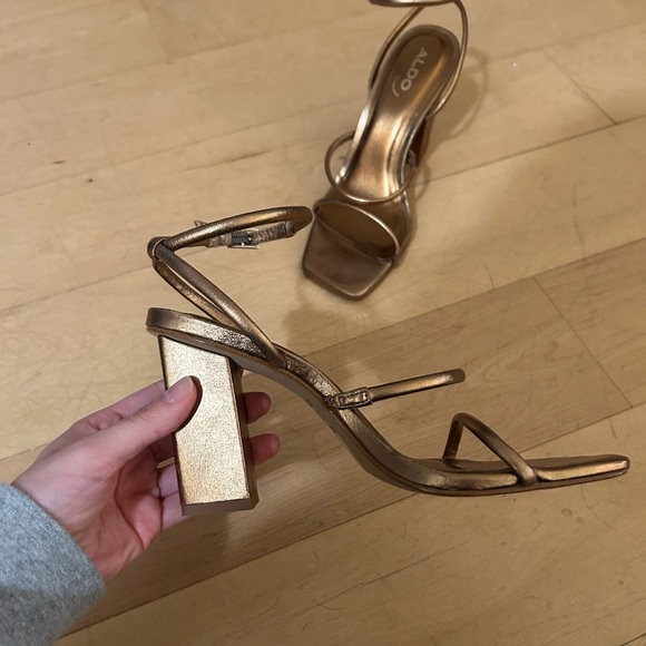 Aldo Metallic Bronze Strappy Heels - Picture 3 of 5